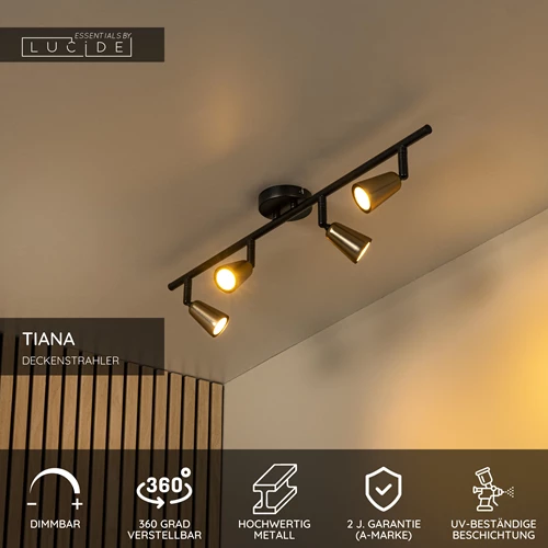 Lucide TIANA - Deckenstrahler - 4xGU10 - Champagner Farbe | Essential - USP